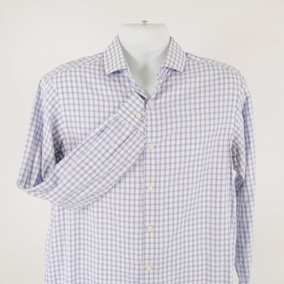 Hart Schaffner Marx‎ Blue Purple Check Medium Collared Dress Shirt Long Sleeve - Picture 1 of 10